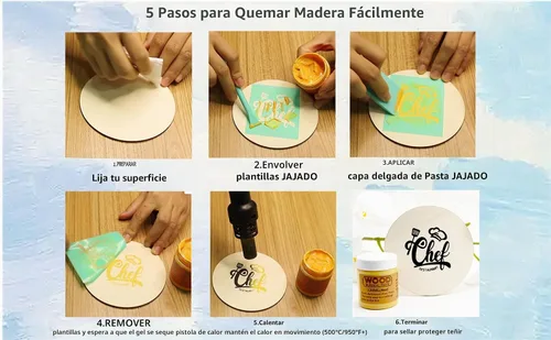 Vista 4 de JAJADO Pasta para Quemar Madera y Mini Espátula, Gel para Quemar Madera de 4 OZ para Lienzo, Mezclilla, Tablero de Madera para Manualidades, Pasta