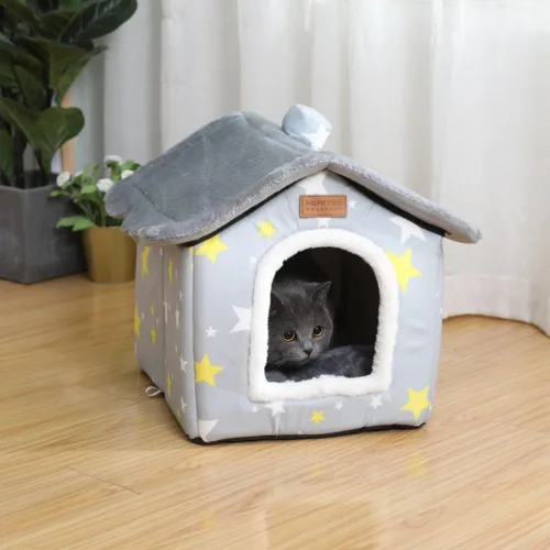 Vista 3 de SEAHOME Cama para perros plegable para mascotas en interior, cama de nido con cojín extraíble y cálido forro de lujo, cubierta para pequeños