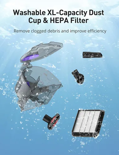 Vista 7 de Aspiron Aspiradora de recipiente, aspiradora mejorada de 1600 W sin bolsa, rebobinado automático del cable, filtro HEPA H13, gran capacidad de 3.7