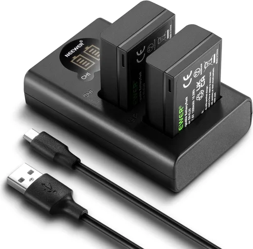 NEEWER Replacement Battery and Charger Set for EN-EL25, 2 Pack 1350mah Batteries and Dual Channel Type C USB Charger, Compatible with Nikon Z30 Z50