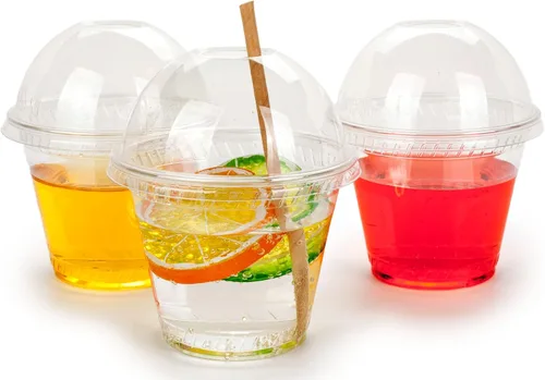 Vista 11 de Golden Apple, Vasos de plástico transparente de 2 onzas. Mini vasos desechables, vasos de chupito de plástico, vasos de fiesta de gelatina – 50