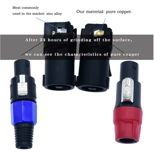 Vista 2 de Conectores de cable para altavoz de escenario, conector de cable adaptador de speakon, 4 polos, 4 pines, bloqueo de torsión, amplificador de corona