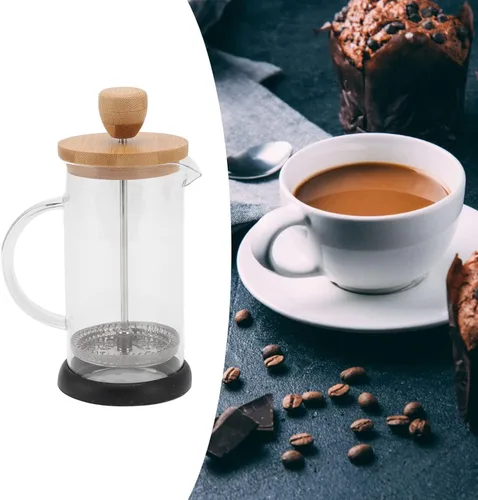 Vista 4 de flexman Cafetera de prensa francesa, vidrio de borosilicato de alta temperatura, acero inoxidable, prensa francesa para el hogar, oficina, al aire