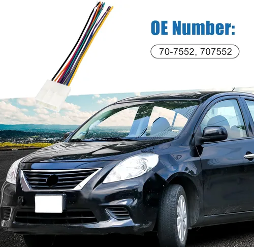 Vista 2 de Cable de arnés de cableado para reproductor de CD estéreo para coche 70-7552 Enchufe adaptador de radio para Nissan Versa 2007-2012
