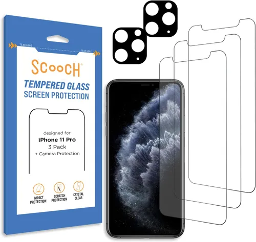 Vista 23 de Scooch Protector de pantalla 5 en 1 para iPhone 11 (paquete de 3) con protector de lente de cámara (paquete de 2) vidrio templado 9H de alta