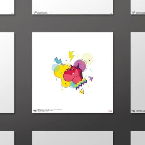 Vista 2 de Trends International Gallery Pops Marvel Moon Girl and Devil Dinosaur - Arte de pared con insignia pop de dinosaurio diablo, versión sin marco, 12 x