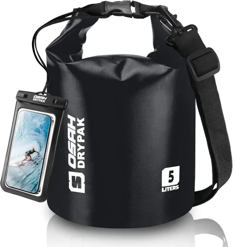 Bolsa seca impermeable, 5L/10L/20L/30L/40L Mochila de almacenamiento ligera con funda para teléfono para mujeres y hombres, saco impermeable
