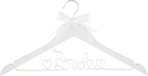 Vista 9 de Ella Celebration Bride to Be - Colgador de madera y alambre para vestidos de novia, vestidos (blanco con oro claro)