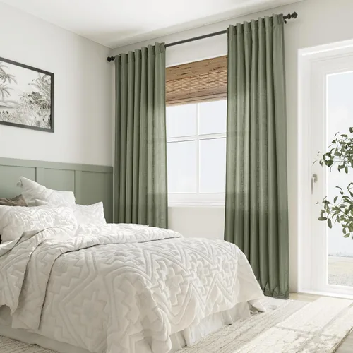 Vista 48 de Aersas Aqua Green Linen Curtains 84 Inches Long 2 Panels Set Back Tab Rod Pocket Living Room Curtain Farmhouse Rustic Light Filtering Hook Drapes