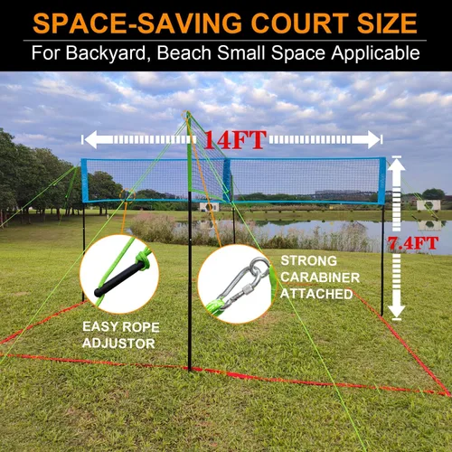 Vista 3 de Zdgao Red combinada de voleibol y bádminton de 4 vías de 14 pies/20 pies con voleibol suave, martillo de goma y bolsa de transporte, altura