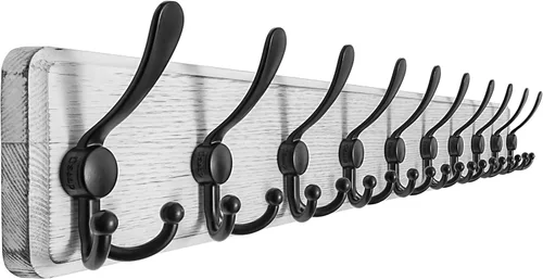 Vista 43 de Dseap Perchero de Pared Montado - 5 Ganchos Triangulares, Resistente, Perchero de Pared de Madera para Abriggos, Sombreros, Chaquetas, Ropa, Negro