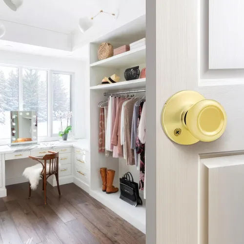 Vista 14 de GOBEKOR Paquete de 1 perillas para puerta de paso, pomos interiores de latón pulido sin llave, pomos de puerta de armario, pasillo, pomo de paso