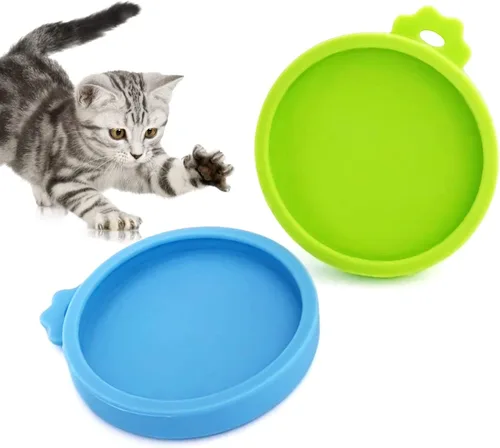 Vista 6 de COMTIM Tapas de latas de comida para gatos de tamaño pequeño, paquete de 2 tapas de silicona para latas pequeñas de 3 onzas, 2.5 onzas