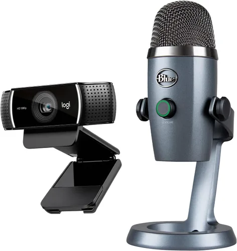 Logitech C922x Pro Stream Webcam - Cámara Full HD de 1080p con micrófono USB de condensador profesional Blue Yeti Nano