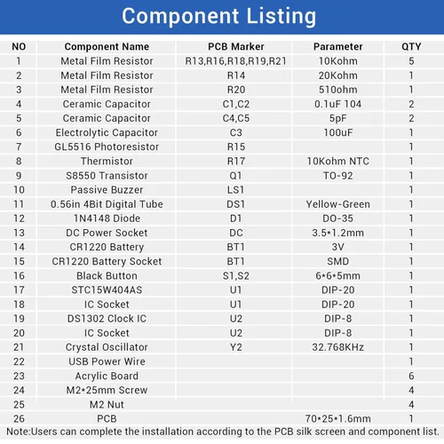 Vista 7 de MiOYOOW TJ-56-428 Kits de reloj digital de 4 dígitos DIY con carcasa acrílica, kit de práctica de soldadura de reloj de alarma DIY para estudiantes