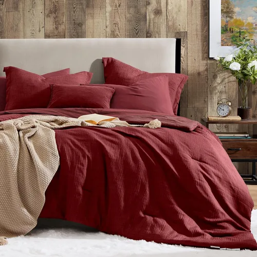 Vista 19 de Geniospin Juego de Edredón Completo Marrón Full - 7 Piezas Edredón Tamaño Full, Juego de Ropa de Cama Sólido para Todas las Estaciones, Cama