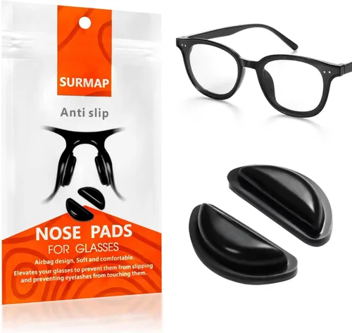 Vista 2 de SURMAP Almohadillas nasales para gafas, cómodas almohadillas nasales de silicona suave para gafas, con parte trasera adhesiva, cámara de aire