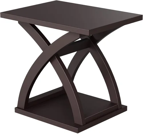 Vista 8 de ChooChoo End Side Table, Modern End Table with Storage Shelf, X-Design Side Table Living Room(Espresso)