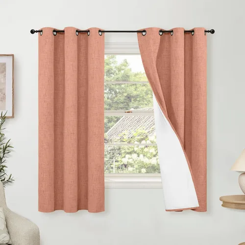 Vista 39 de Cortinas Opacas de Lino Azul Bebé para Guardería de 40 Pulgadas de Largo, 2 Paneles, Cortinas Cortas con Aislamiento Térmico Boho de Bloqueo Total