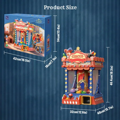 Vista 7 de PANTASY Kit de construcción de máquina de garra de circo retro, modelo de bloque de máquina de arcada estilo arcade con luces y música, juego