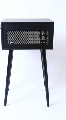 Vista 5 de Arkrocket Discovery II Tocadiscos retro de 3 velocidades con Bluetooth, consola con altavoces integrados y patas extraíbles (negro)