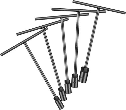 Vista 11 de Juego de llaves de vaso métricas con mango en T de 6 puntas (8 mm, 10 mm, 12 mm) de acero Cr-V con llave hexagonal para reparación de motocicletas