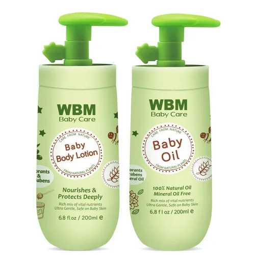 WBM Set de aceite y loción para bebés para un cuidado de la piel suave y saludable, hidratante y nutritivo esencial para recién nacidos con