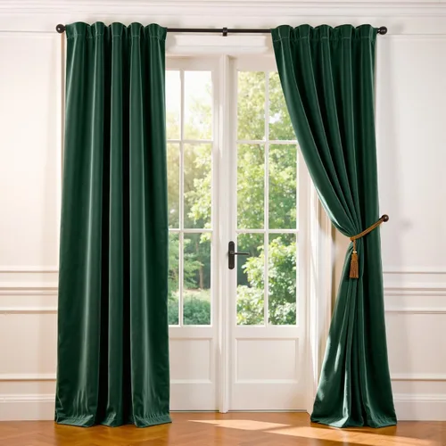 Vista 28 de Lazzzy - 2 paneles de cortinas opacas de terciopelo, con aislamiento térmico, muy suaves, lujosas, con bolsillo para cortinero, para dormitorio