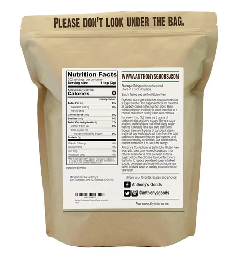 Vista 2 de Anthony's Polvo de eritritol de confitería, 2 libras, sin OMG, edulcorante, cero calorías, apto para dieta cetogénica y paleo