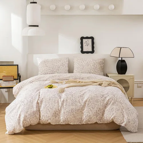 Vista 21 de ECOCOTT Funda de edredón tamaño Queen - Juego de funda de edredón floral verde reversible, ultra suave y transpirable, con cierre de cremallera, 4