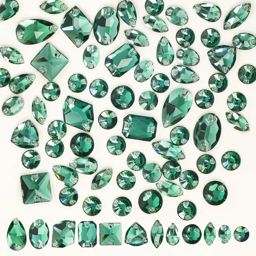 Vista 9 de 70 diamantes de imitación negros para coser, formas mixtas, parte trasera plana, diamantes de imitación de cristal K9 para coser, gemas de cristal