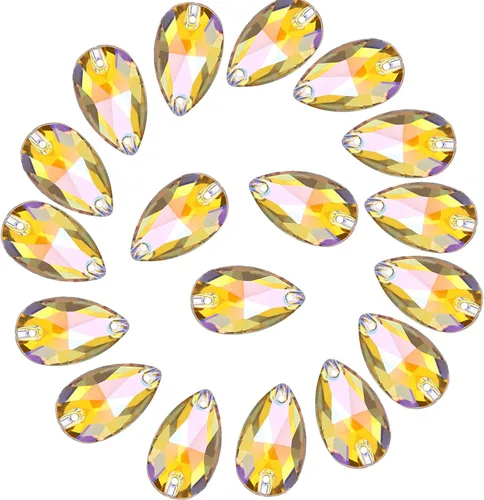 Vista 11 de Diamantes de imitación en forma de lágrima para coser en la parte trasera plana, 72 piezas de diamantes de imitación de cristal con parte trasera