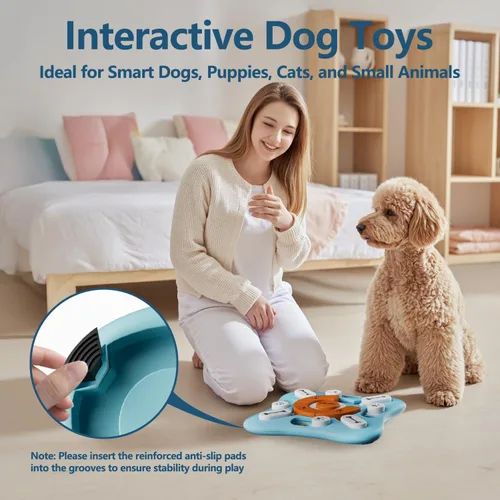 Vista 5 de Juguetes interactivos para perros para entrenamiento de coeficiente intelectual y estimulación mental, divertido alimentador lento, juguetes