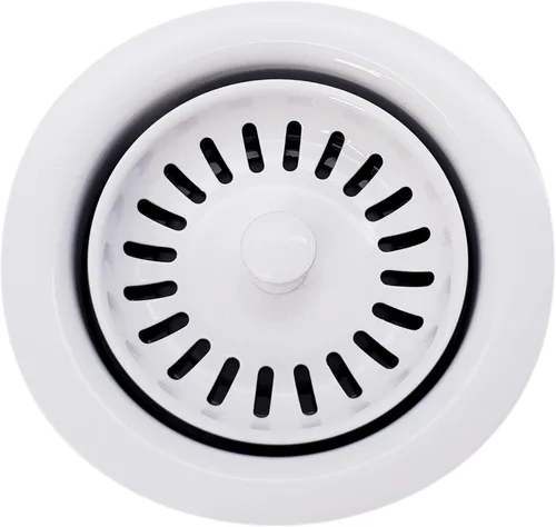 Vista 2 de Westbrass D2082S-50 3-1/2" Cuello Extra-Profundo Fregadero de Cocina Eliminación de Residuos Brida y Tapón Colador, Revestimiento en Polvo Blanco