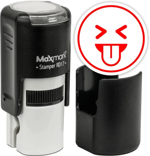 Vista 50 de MaxMark Sello de Emoji Autoentintado Redondo - Enojada - Tinta Negra