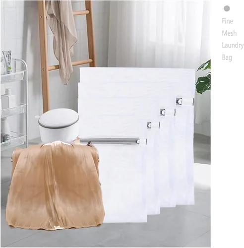 Vista 7 de Bolsa de lavandería de 5 piezas, bolsas de malla con cremallera, bolsas de lencería para lavar delicados, bolsas de lavandería de viaje, para ropa