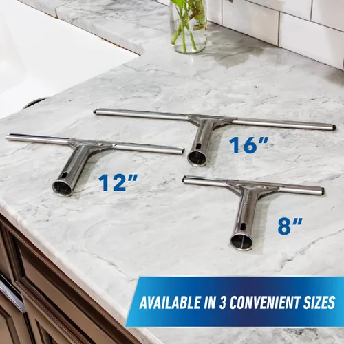 Vista 9 de Unger Escobilla profesional de limpieza de ventanas y vidrio de acero inoxidable de 8 pulgadas, suministros de limpieza, escobilla resistente