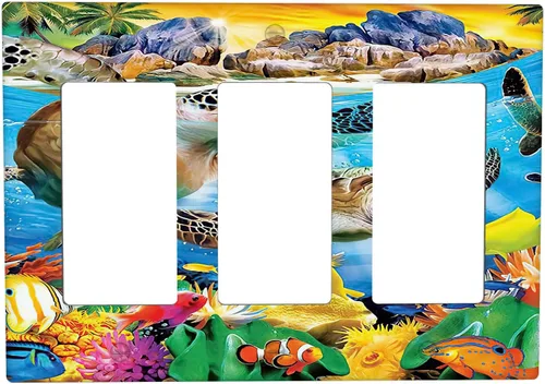 Vista 39 de Baby Turtle - Cubierta decorativa de pared para interruptor de luz de palanca de 1 banda, lindas tortugas subacuáticas, placa frontal eléctrica