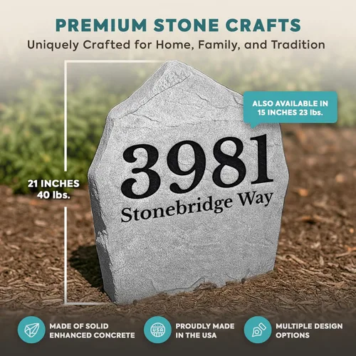 Vista 15 de Personalized Address Stone - Address Marker - Sandstone Color - Address Marker - 15” W x 15” H