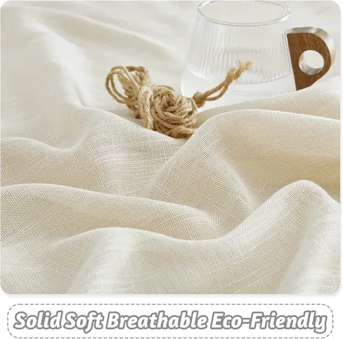 Vista 105 de RYB HOME Cortinas Cortas de Lino con Cenefas Swag - Niveles Semitransparentes para la Parte Superior de Ventanas, Decoración del Hogar con Filtrado