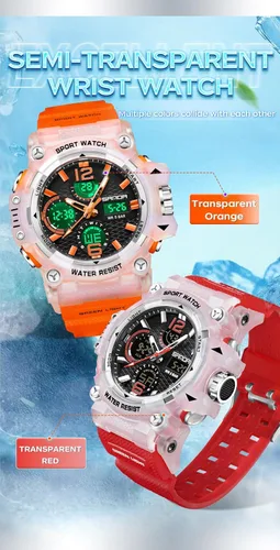 Vista 6 de FANMIS Relojes deportivos analógicos digitales para hombre, multifuncionales, 164.0 ft, impermeable, con alarma LED, retroiluminación, analógico