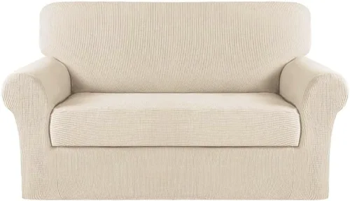 Vista 73 de Turquoize - Fundas de sillas de 2 piezas, fundas de sofá, funda de sillón con reposabrazos, protector lavable para sillas, tela jacquard gruesa Cian