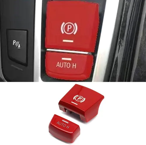 Vista 9 de Interruptor de estacionamiento electrónico negro para freno de mano P cubierta de botón de repuesto automático de botón H compatible con BMW 5 7 X3