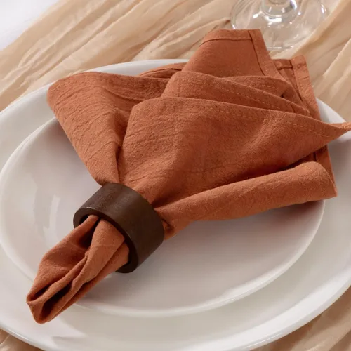 Vista 4 de MLMW Juego de 8 servilletas de tela de terracota de lino para cena de algodón, servilletas de tela lavables a granel de 16"×16" para días festivos