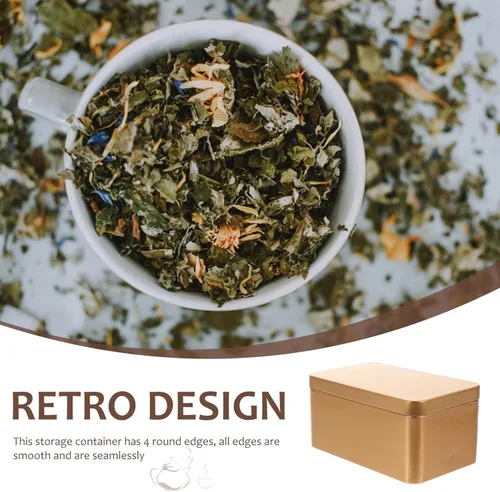 Vista 4 de NUOBESTY Caja de hojalata rectangular Contenedor de lata con tapa Organizador de metal para tarjetas de galletas, alimentos, dulces, té