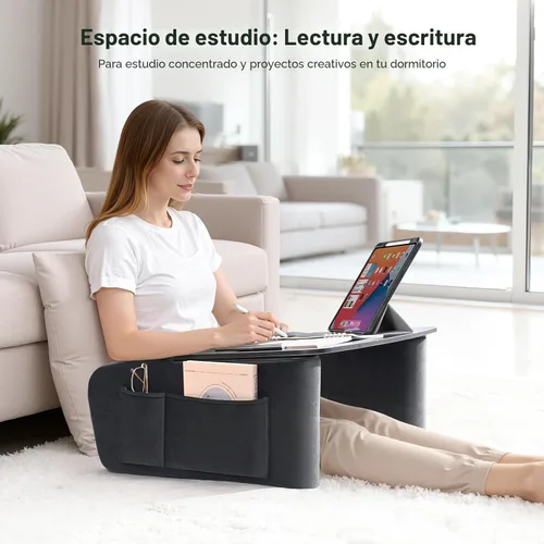 Vista 7 de Escritorio de regazo para adultos con reposabrazos, soporte ergonómico de almohada para computadora portátil para cama, sofá, suelo, mesa grande