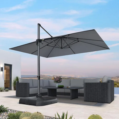 Vista 69 de PURPLE LEAF Sombrilla de Patio de 8 Pies para Exteriores Sombrilla Cantilever Cuadrada de Aluminio Sombrilla Offset con Rotación de 360 Grados