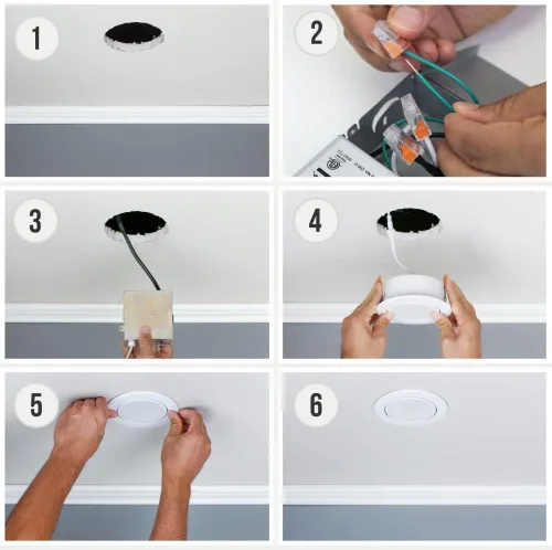 Vista 6 de PROCURU [Paquete de 1] cardán de 4 pulgadas hermético LED 2700K-6000K 5CCT color seleccionable, ajustable, giratorio y giratorio ultrafino