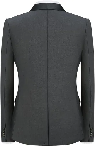 Vista 3 de Rogers & Morris Traje de esmoquin para hombre, ajuste regular, traje de 3 piezas, chaqueta, chaleco, pantalones, conjunto para boda y baile