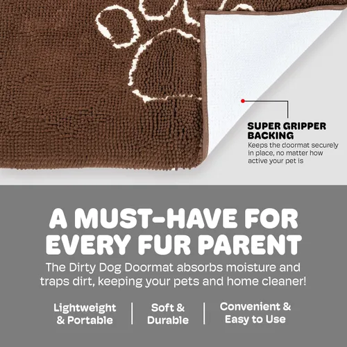 Vista 5 de Dog Gone Smart Dirty Dog Doormat - Tapete de secado rápido con respaldo súper adherente para pisos limpios - Tapete súper absorbente y lavable a
